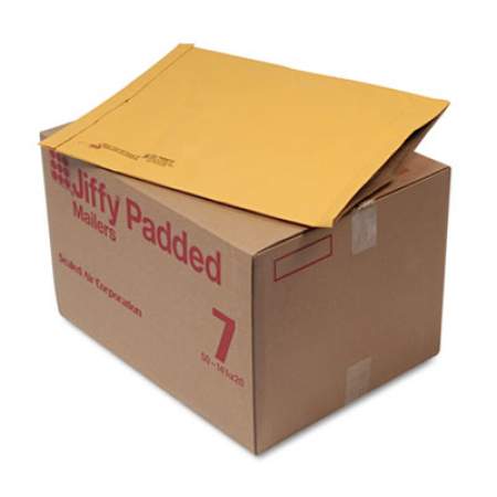 Sealed Air Jiffy Padded Mailer, #7, Paper Lining, Fold Flap Closure, 14.25 x 20, Natural Kraft, 50/Carton (64350)