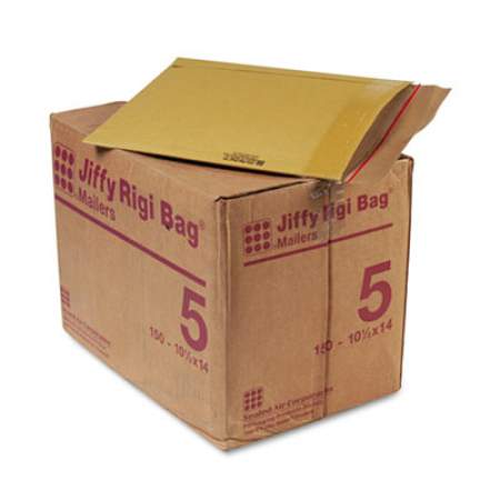 Sealed Air Jiffy Rigi Bag Mailer, #5, Square Flap, Self-Adhesive Closure, 10.5 x 14, Natural Kraft, 150/Carton (89314)