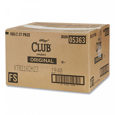 Club Original Crackers, 0.25 oz Individually Wrapped, 2/Pack, 500 Packs/Carton (033451)