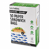 Peel and Seal Sandwich Bag with Closure Strip, 6.3" x 2" x 7.9", Blue Sharks/White, 50/Box (854735005904)
