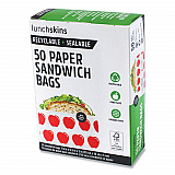 Peel and Seal Sandwich Bag with Closure Strip, 6.3" x 2" x 7.9", Red Apples/White, 50/Box (854735005911)