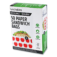 Peel and Seal Sandwich Bag with Closure Strip, 6.3" x 2" x 7.9", Red Apples/White, 50/Box (854735005911)