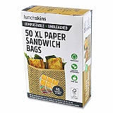 XL Sandwich Bag with Resealable Stickers, 7.1" x 2" x 9.1", Black Stripes/Natural Kraft, 50/Box (860000586764)