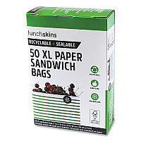 Paper Sandwich Bag, XL Sandwich, 7.1" x 2" x 9.4", Green Stripes/White, 50/Box (865772000494)