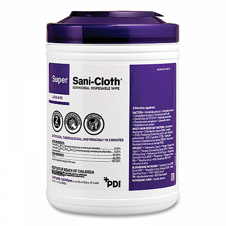 Super Sani-Cloth Germicidal Disposable Wipes, Extra-Large, 1-Ply, 7.5