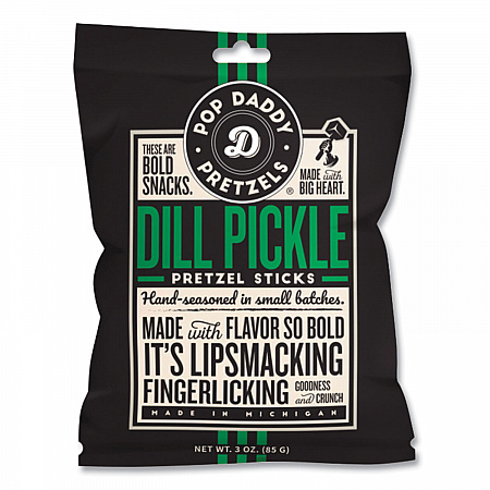 Dill Pickle Pretzel Sticks, 3 oz Bag, 15/Carton (00561)