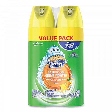 Bathroom Disinfectant Grime Fighter Aerosol, Citrus Scent, 20 oz Aerosol Spray, 2/Pack (306381)