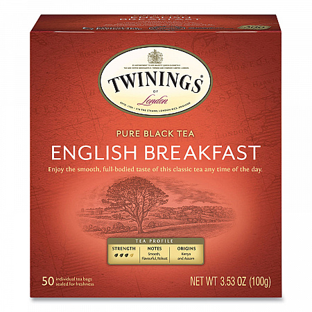 Tea Bags, English Breakfast, 3.53 oz, 50/Box (78221)