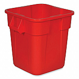 Square Brute Container, 28 gal, Polyethylene, Red, 6/Carton (FG352600RED)