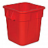 Square Brute Container, 28 gal, Polyethylene, Red, 6/Carton (FG352600RED)