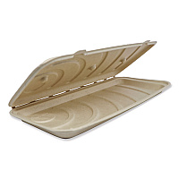 Fiber Hinged Takeout Containers, 13.7 x 6.6 x 1.3, Natural, Paper, 200/Carton (PBSCU13LFS)
