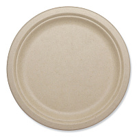 Fiber Plates, Paper, 9.1" dia, Natural, 1,000/Carton (PLSCU9LFP)