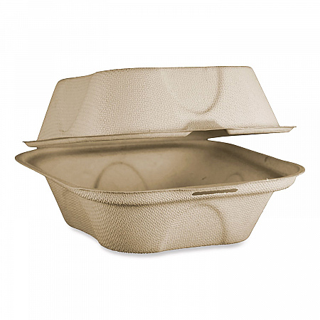 Fiber Hinged Takeout Containers, Burger Box, 6.5 x 6 x 3.2, Natural, Paper, 500/Carton (TOSCU15BLFP)