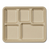 Fiber Foodservice Trays, 5 Compartments, 8.5 x 10.24 x 1.01, Natural, Paper, 400/Carton (TRSC5CLFS)