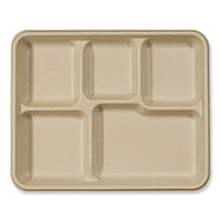 Fiber Foodservice Trays, 5 Compartments, 8.5 x 10.24 x 1.01, Natural, Paper, 400/Carton (TRSC5CLFS)
