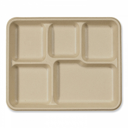 Fiber Foodservice Trays, 5 Compartments, 8.5 x 10.24 x 1.01, Natural, Paper, 400/Carton (TRSC5CLFS)