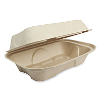 Fiber Hinged Takeout Containers, Hoagie Box, 9.2 x 6.4 x 3.1, Natural, Paper, 500/Carton (TOSCUHBLFP)