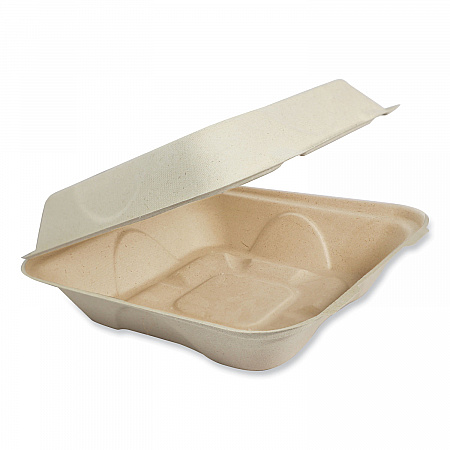 Fiber Hinged Takeout Containers, 7 x 8.3 x 3.2, Natural, Paper, 300/Carton (TOSCU853LFP)