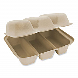Fiber Hinged Takeout Containers, 8.8 x 8.2 x 2.9, Natural, Paper, 300/Carton (TOSCT3LFS)