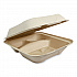 Fiber Hinged Takeout Containers, 3 Compartments, 8.8 x 8.2 x 2.9, Natural, Paper, 300/Carton (TOSCU8TLFP)