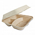 Fiber Hinged Takeout Containers, 3-Compartment, 9.3 x 9 x 3.3, Natural, Paper, 300/Carton (TOSCU9TLFP)