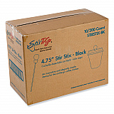 Beverage Plugs, 4.75", Black, 2,000/Carton (STIRSTIXBK)
