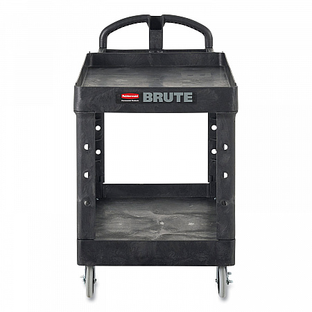 BRUTE Heavy-Duty Utility Cart with Lipped Shelves, Plastic, 2 Shelves, 750 lb Capacity, 26