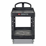 BRUTE Heavy-Duty Utility Cart with Lipped Shelves, Plastic, 2 Shelves, 500 lb Capacity, 17.13" x 38.5" x 38.88", Black (450088BK)