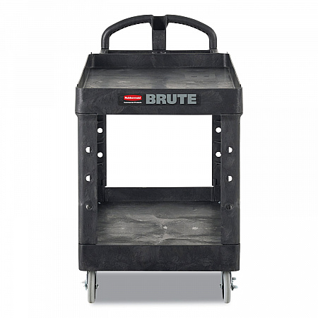 BRUTE Heavy-Duty Utility Cart with Lipped Shelves, Plastic, 2 Shelves, 500 lb Capacity, 17.13