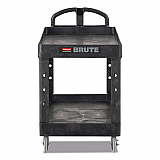 BRUTE Heavy-Duty Utility Cart with Lipped Shelves, Plastic, 2 Shelves, 500 lb Capacity, 25.88" x 45.25" x 37.13", Black (452010BLA)