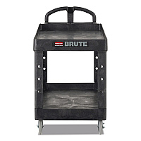 BRUTE Heavy-Duty Utility Cart with Lipped Shelves, Plastic, 2 Shelves, 500 lb Capacity, 25.88" x 45.25" x 37.13", Black (452010BLA)