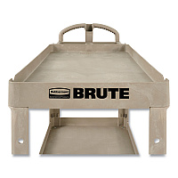 BRUTE Heavy-Duty Utility Cart with Lipped Shelves, Plastic, 2 Shelves, 500 lb Capacity, 25.9" x 45.2" x 32.2", Beige (452088BG)
