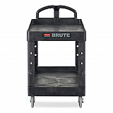BRUTE Heavy-Duty Utility Cart with Lipped Shelves, Plastic, 2 Shelves, 500 lb Capacity, 25.9" x 45.2" x 32.2",  Black (452088BK)