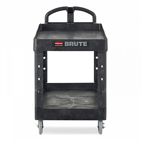 BRUTE Heavy-Duty Utility Cart with Lipped Shelves, Plastic, 2 Shelves, 500 lb Capacity, 25.9