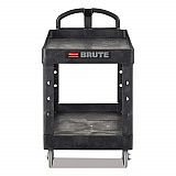 BRUTE Heavy-Duty Utility Cart with Lipped Shelves, Plastic, 2 Shelves, 750 lb Capacity, 25.25" x 54" x 39.25", Black (454610BLA)
