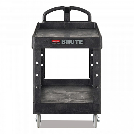 BRUTE Heavy-Duty Utility Cart with Lipped Shelves, Plastic, 2 Shelves, 750 lb Capacity, 25.25