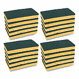 Medium-Duty Scrubbing Sponge, Individually Wrapped, 3.6 x 6.1, 0.75" Thick, Yellow/Green, 20/Carton (174)