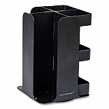Anchor Collection 8-Compartment Coffee Cup, Lid, and Condiment Carousel Countertop Organizer, 8 x 8 x 12, Black (CUPOSPINBLK)