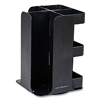 Anchor Collection 8-Compartment Coffee Cup, Lid, and Condiment Carousel Countertop Organizer, 8 x 8 x 12, Black (CUPOSPINBLK)