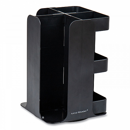 Anchor Collection 8-Compartment Coffee Cup, Lid, and Condiment Carousel Countertop Organizer, 8 x 8 x 12, Black (CUPOSPINBLK)