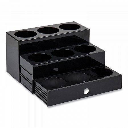 Mind Reader Foundation Collection 9-Compartment Nested Syrup Countertop Bottle Organizer, 12.5 x 5 x 7, Black (SYRUPH9BLK)