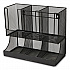 Network Collection 2-Tier 6-Compartment Coffee Cup and Condiment Countertop Organizer, 5 x 13 x 11.5, Black (UPMESHBLK)