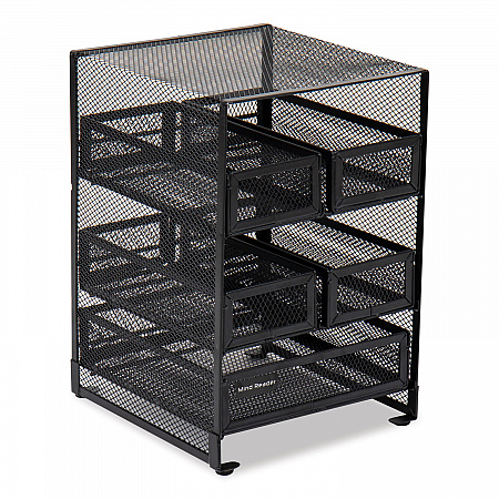 Network Collection 5-Compartment Tea Countertop Organizer, 6.75 x 7 x 10, Black (MMTDR5BLK)