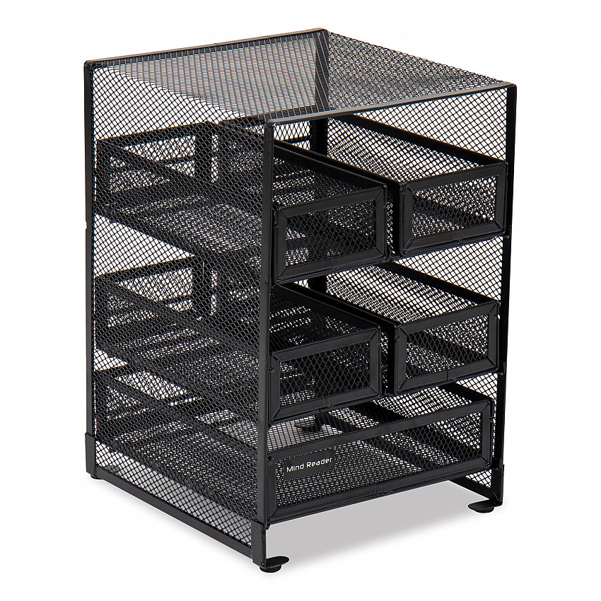 Network Collection 5-Compartment Tea Countertop Organizer, 6.75 x 7 x 10, Black (MMTDR5BLK)