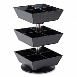 Anchor Collection 3-Tier 12-Compartment Tea and Condiment Carousel Countertop Organizer, 6.75 x 6.75 x 11.5, Black (TEASWIV3TBLK)