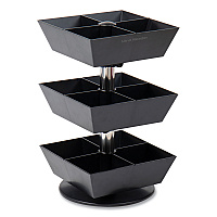 Anchor Collection 3-Tier 12-Compartment Tea and Condiment Carousel Countertop Organizer, 6.75 x 6.75 x 11.5, Black (TEASWIV3TBLK)