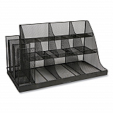Network Collection 14-Compartment Coffee Cup and Condiment Countertop Organizer, 11.61 x 23.9 x 12.76, Black (CMG2MESHBLK)