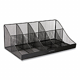 Network Collection 11-Compartment Coffee Cup and Condiment Countertop Organizer, 9.5 x 17.88 x 6.63, Black (COMORGMESHBL)