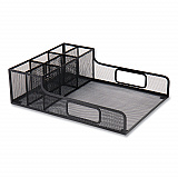 Network Collection Utensil, Napkin and Plate Countertop Organizer, 11.5 x 14.75 x 5.5, Metal, Black (PSNAMESHBLK)