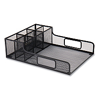 Network Collection Utensil, Napkin and Plate Countertop Organizer, 11.5 x 14.75 x 5.5, Metal, Black (PSNAMESHBLK)